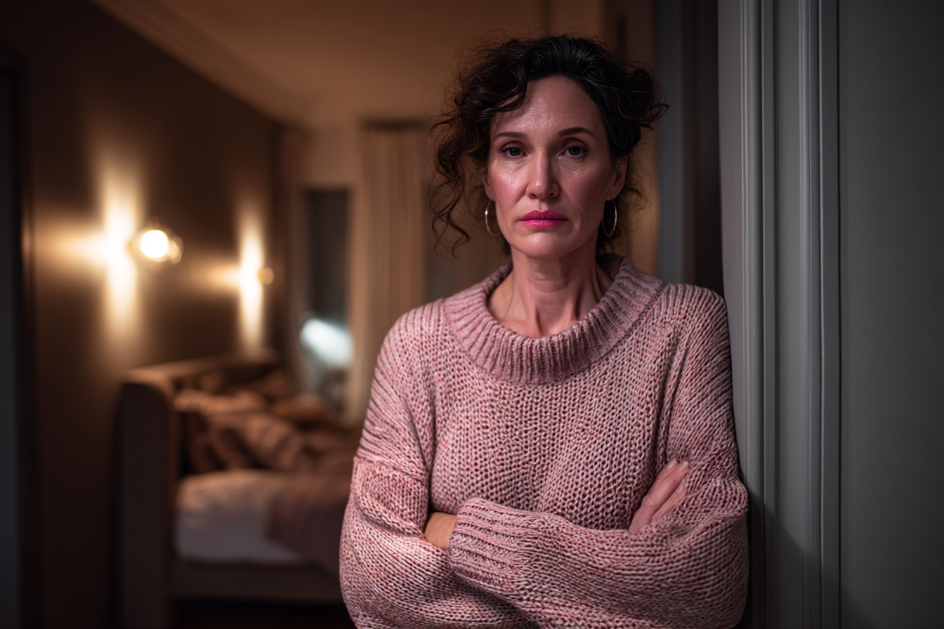 Una donna in piedi nella stanza della figliastra | Fonte: Midjourney