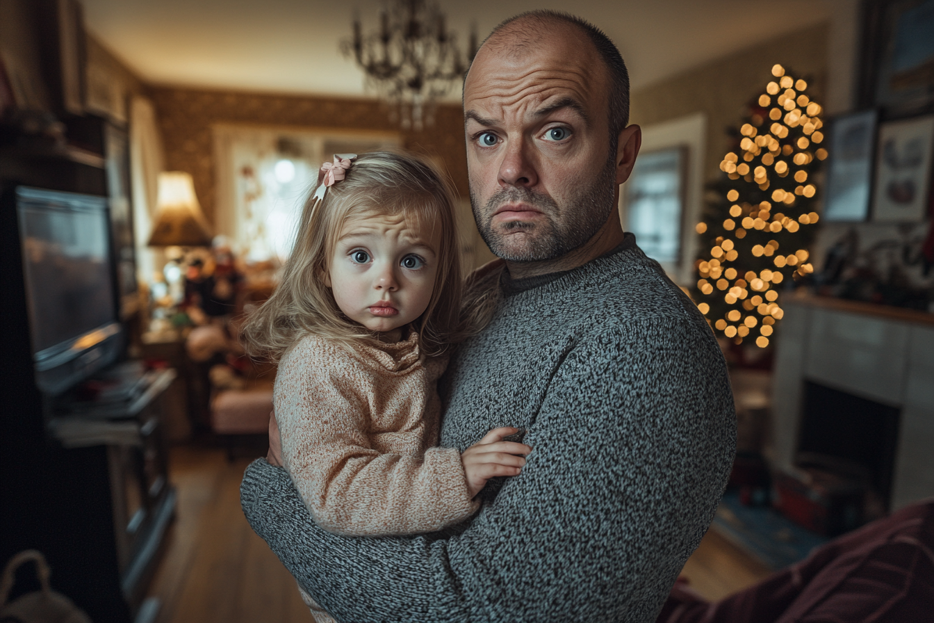 Un hombre con una niña en brazos | Fuente: Midjourney