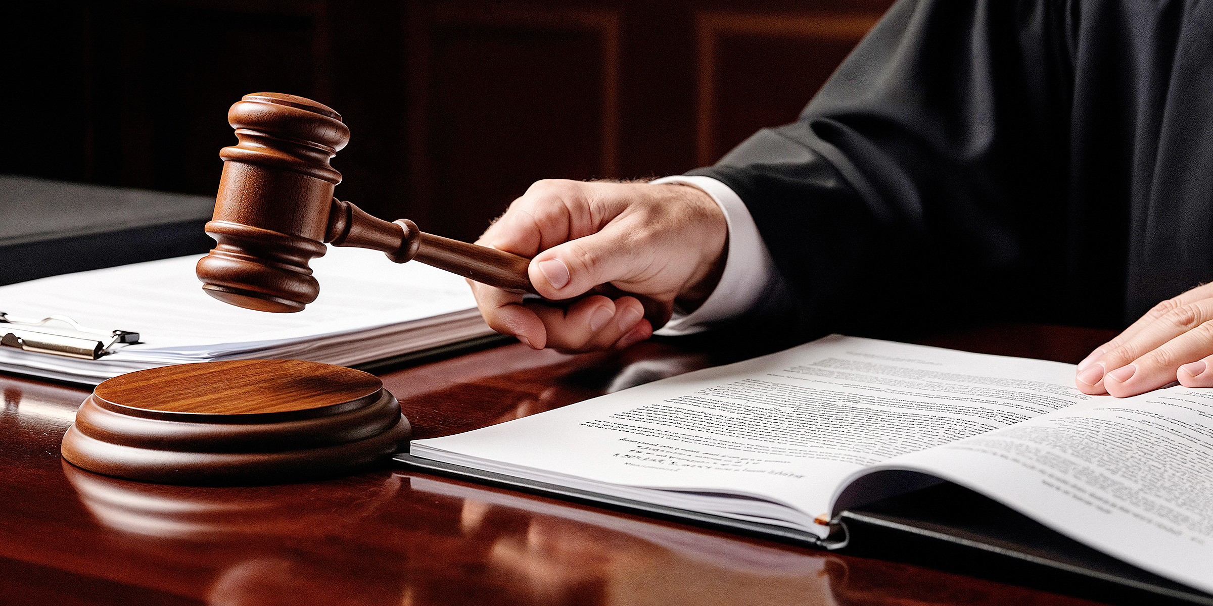 Un juez sosteniendo un mazo en la sala de un tribunal | Fuente: Freepik