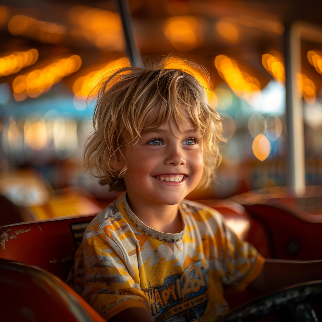 Un niño feliz en un automóvil de choque | Fuente: Midjourney