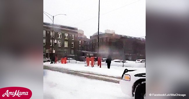 Internet estalla por alarmantes fotos de presos paleando la nieve antes de la ola polar