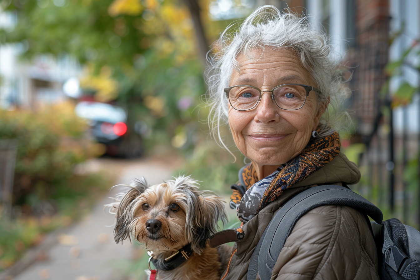 Una mujer paseando con su perro | Fuente: Midjourney