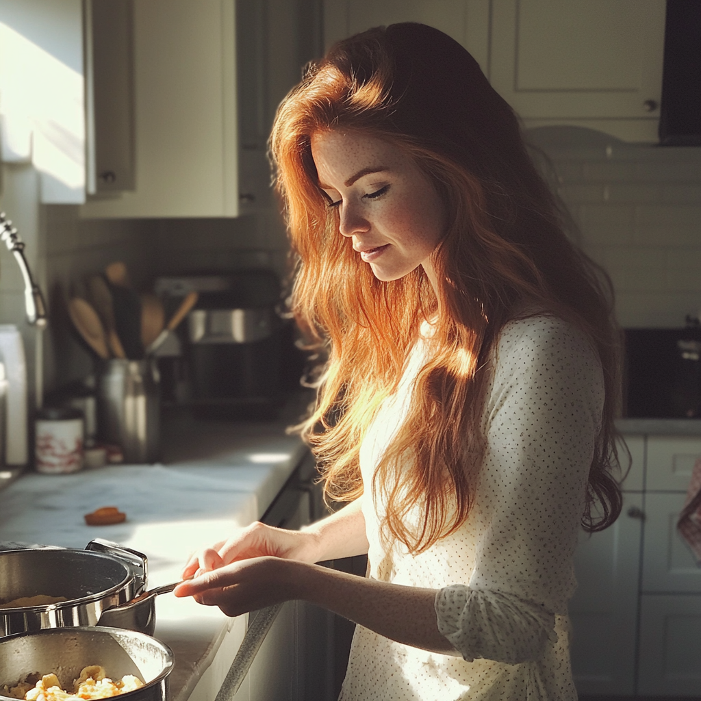 Una mujer ocupada en una cocina | Fuente: Midjourney