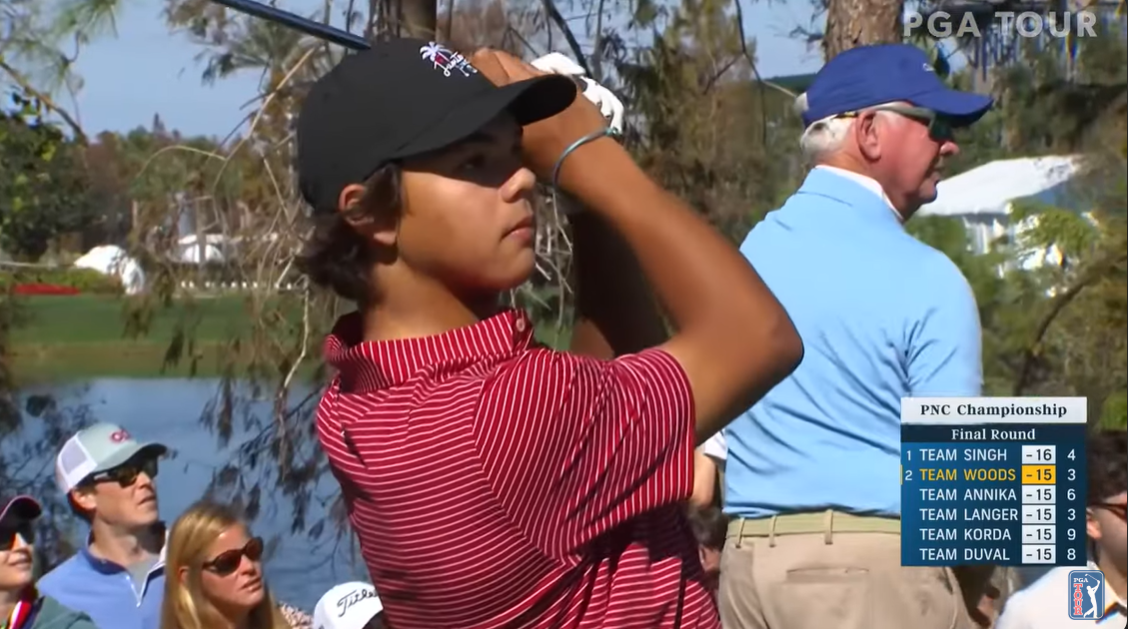 Charlie Woods en la ronda final del PNC Championship 2024 en Florida, publicado el 23 de diciembre de 2024 | Fuente: YouTube.com/PGATOUR