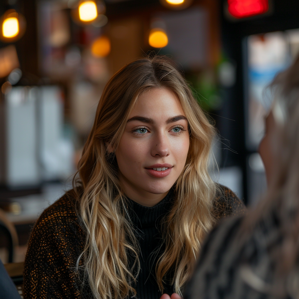 Una mujer se encuentra con una mujer de mediana edad en un café | Fuente: Midjourney