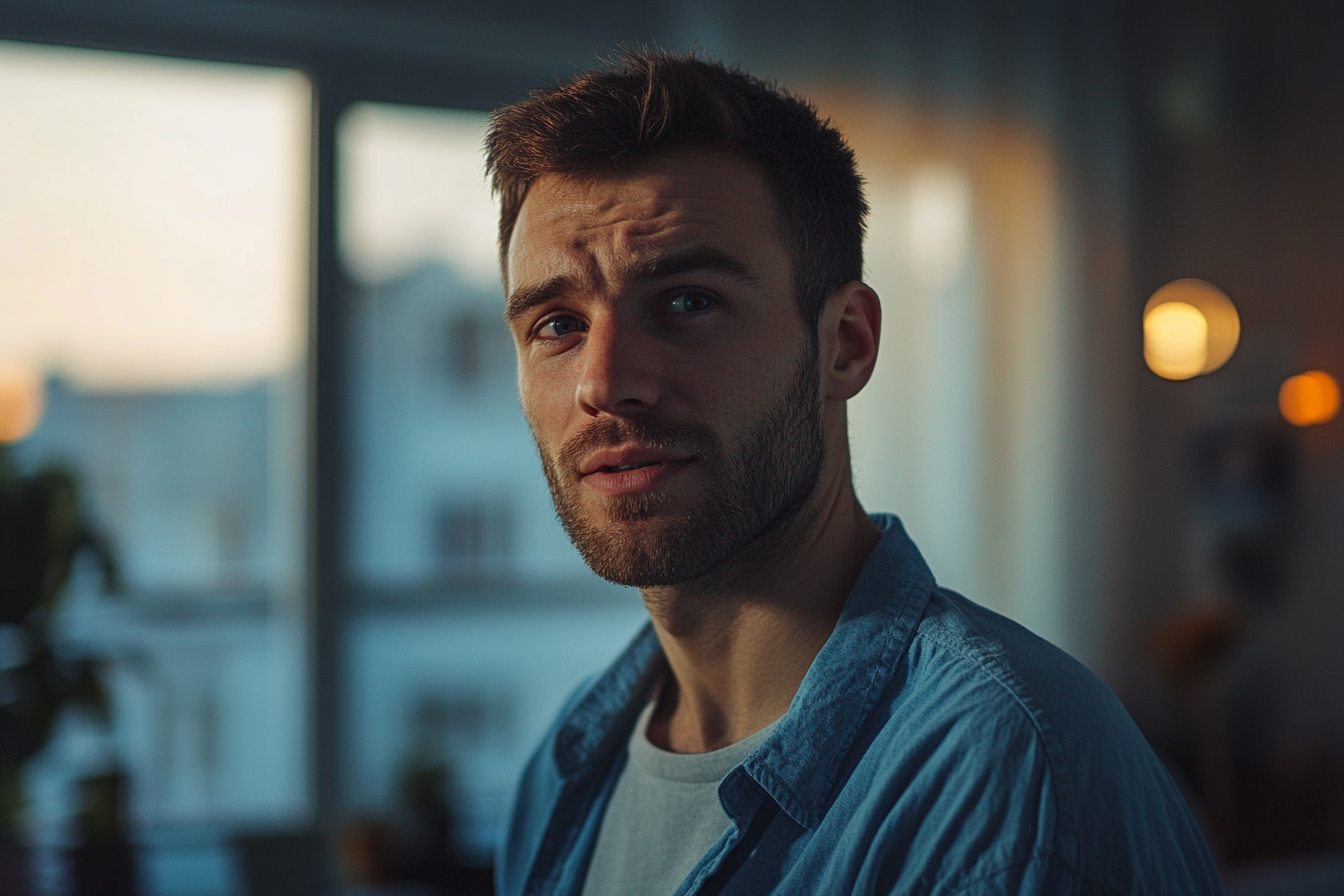 Un hombre de pie en un salón | Fuente: Midjourney
