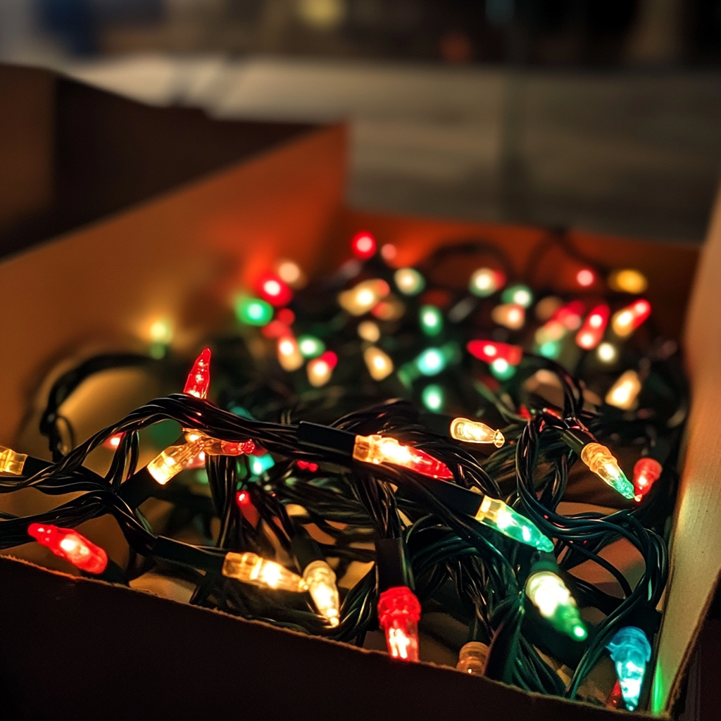 Una caja de luces de Navidad | Fuente: Midjourney