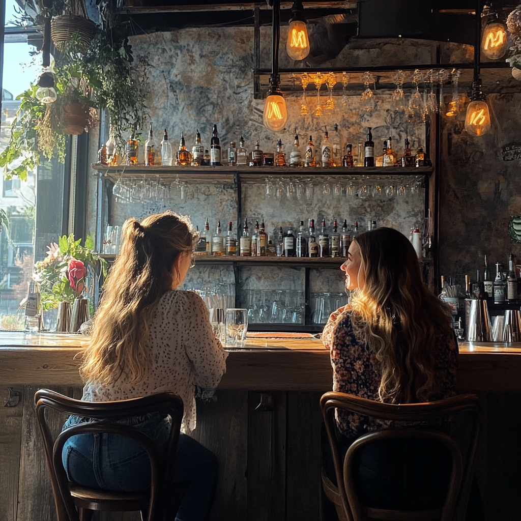 Dos mujeres sentadas en un bar | Fuente: Midjourney