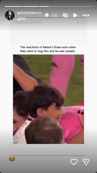 Lionel Messi saludando a su hijo Ciro tras el partido entre el Inter Miami y Cruz Azul | Fuente: Instagram Stories/antonelaroccuzzo
