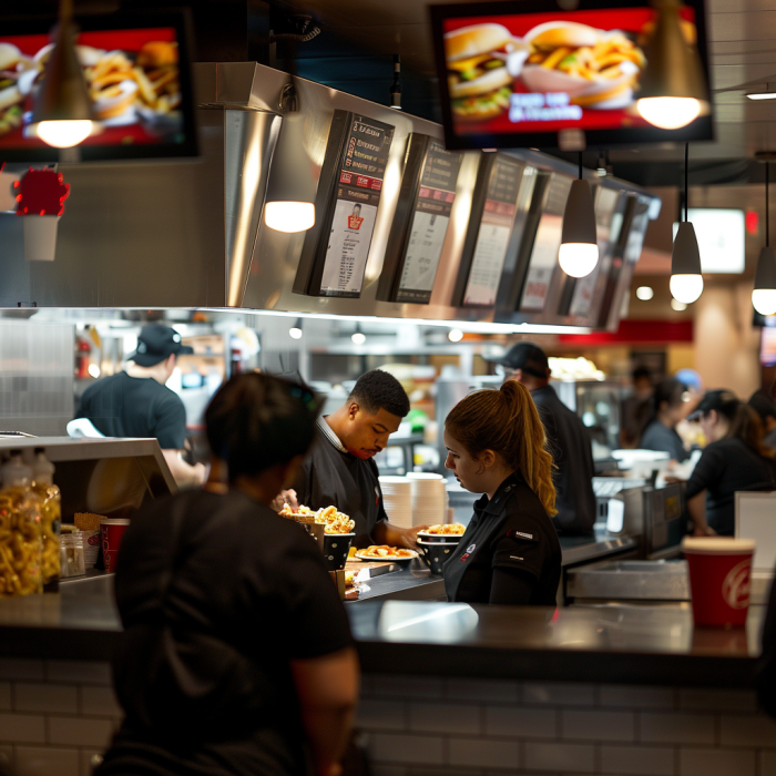 Un local de comida rápida en un centro comercial | Fuente: Midjourney