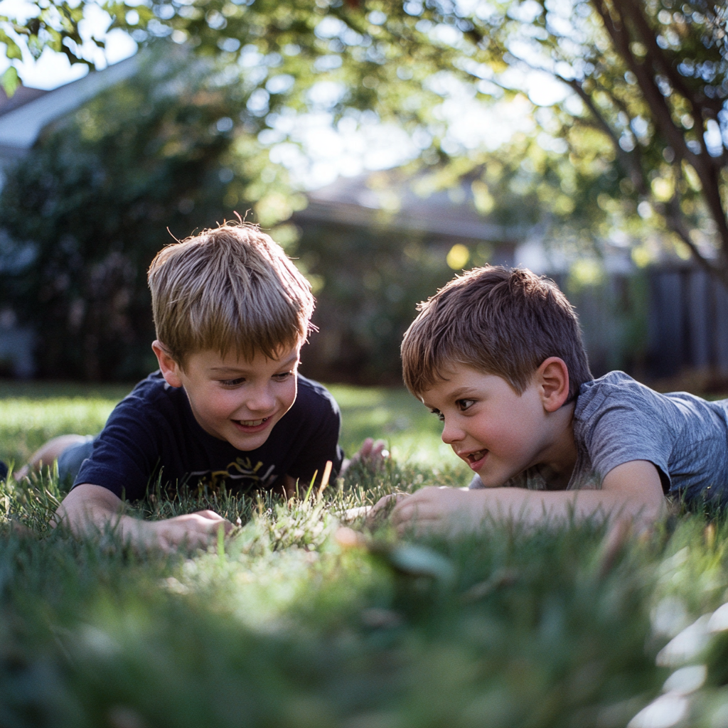 Dos niños jugando juntos | Fuente: Midjourney