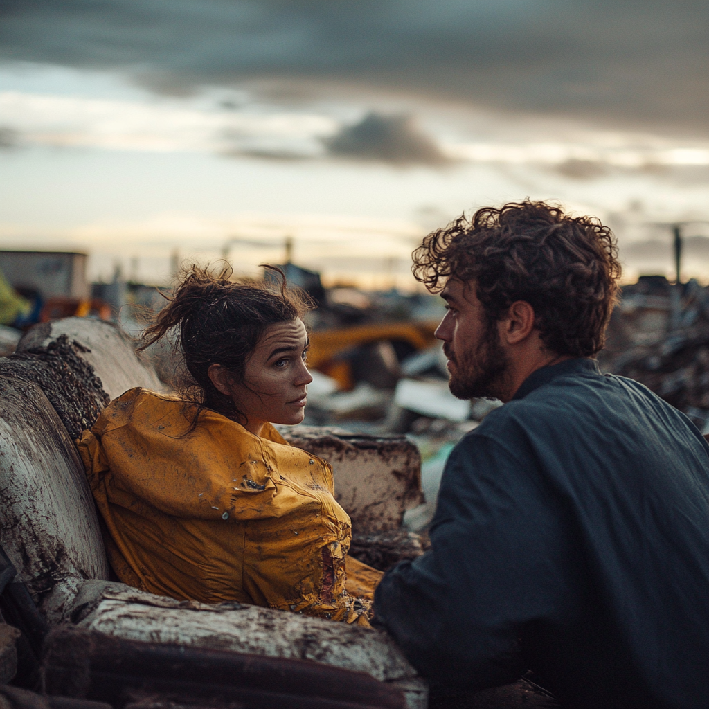 Mujer emocionada hablando con su marido | Fuente: Midjourney