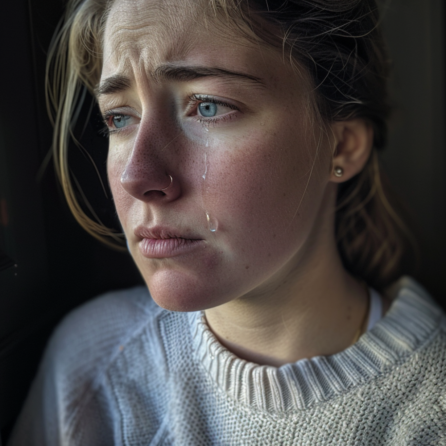 Una mujer llorando tras una ruptura | Fuente: Midjourney