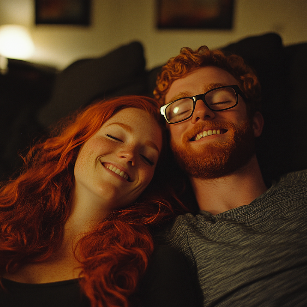 Una pareja riendo | Fuente: Midjourney