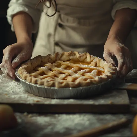 Una tarta de manzana en preparación | Fuente: Midjourney