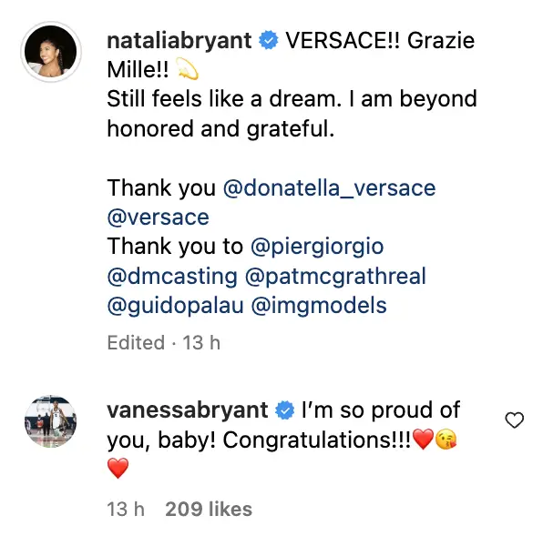 Vanessa Bryant felicitando a su hija Natalia Bryant , fechada el 23 de septiembre de 2023 en Instagram Stories. | Foto: Instagram/nataliabryant