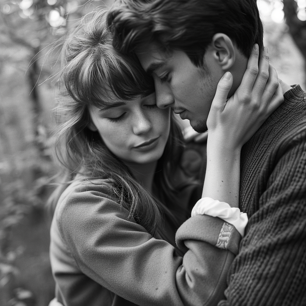 Una foto en escala de grises de una joven pareja de los años 60 | Fuente: Midjourney