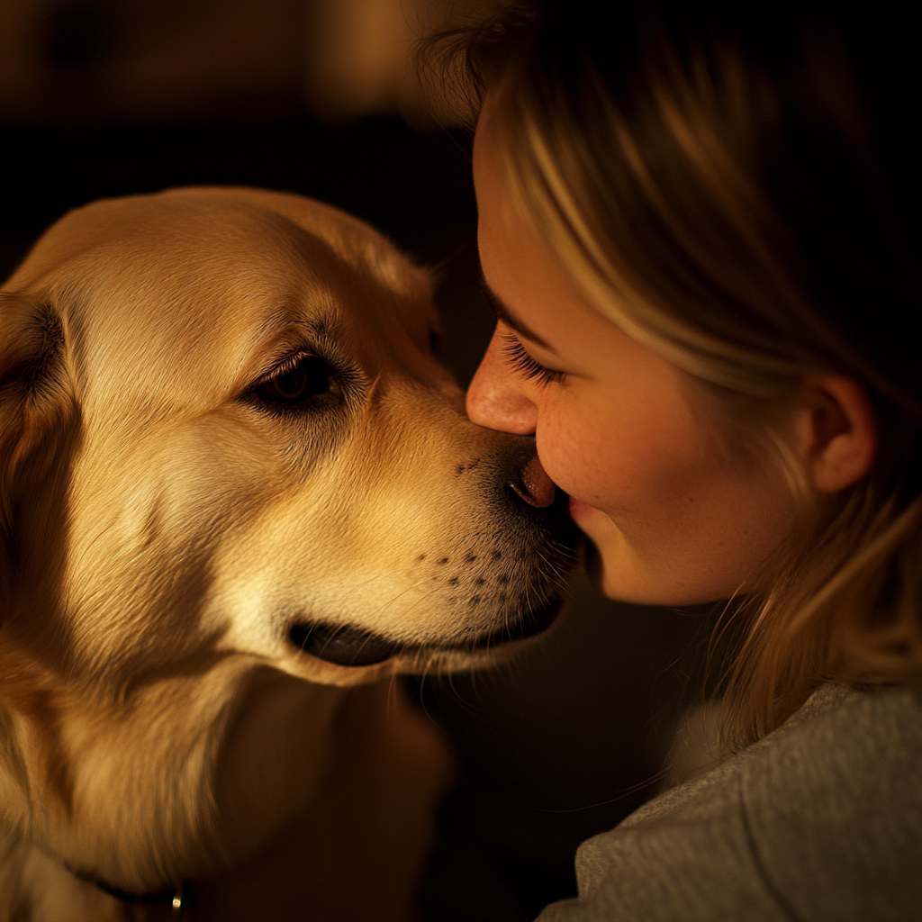 Una mujer besando a su perro | Fuente: Midjourney