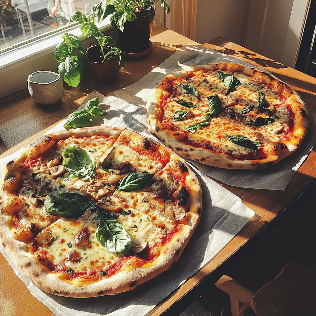 Pizza sobre una mesa | Fuente: Midjourney