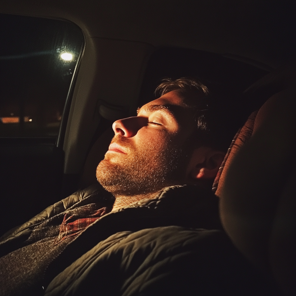 Un hombre durmiendo en un Automóvil | Fuente: Midjourney