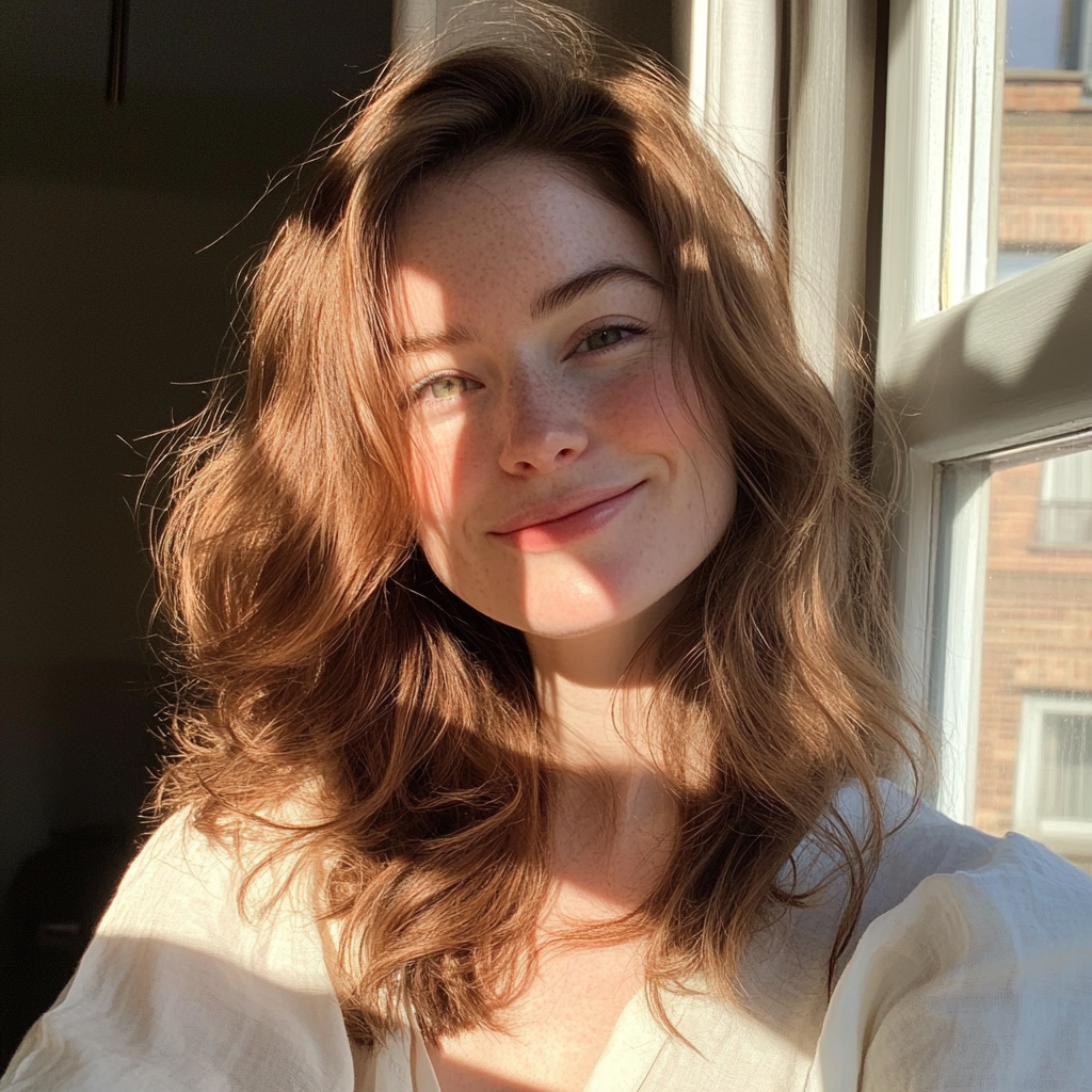 Primer plano de una mujer sonriente | Fuente: Midjourney