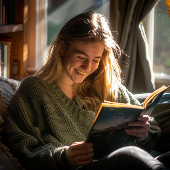 Una mujer leyendo un libro | Fuente: Midjourney