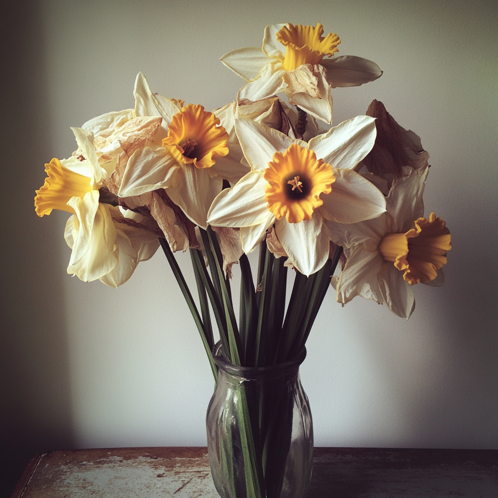 Un ramo de narcisos marchitos | Fuente: Midjourney