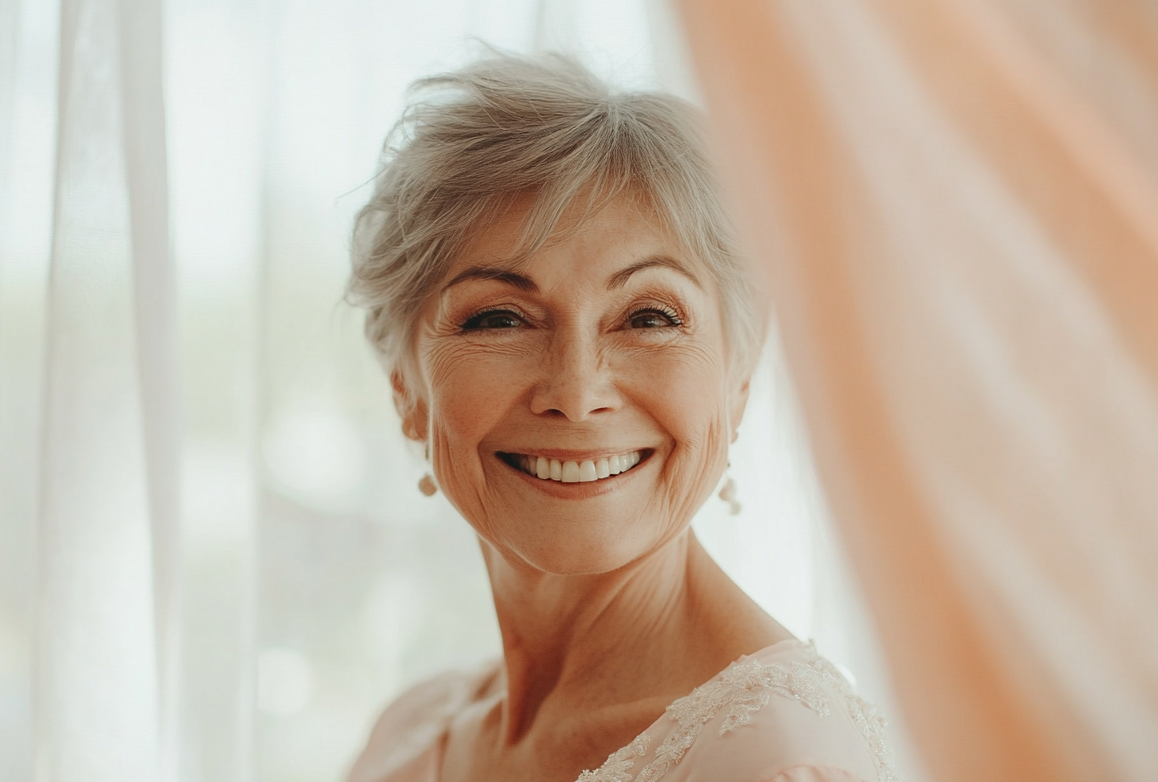 Una mujer mayor sonriendo | Fuente: Midjourney