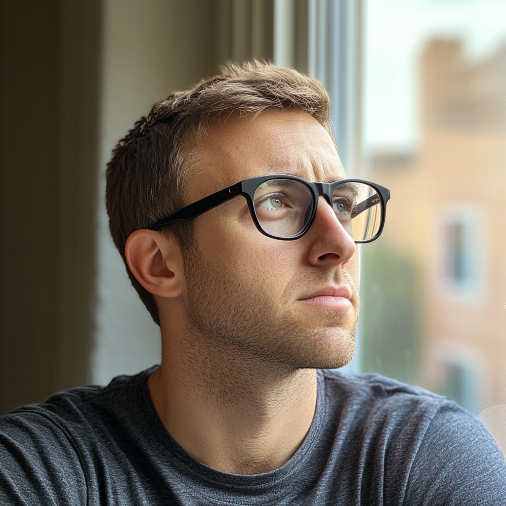 Un hombre mirando por una ventana | Fuente: Midjourney