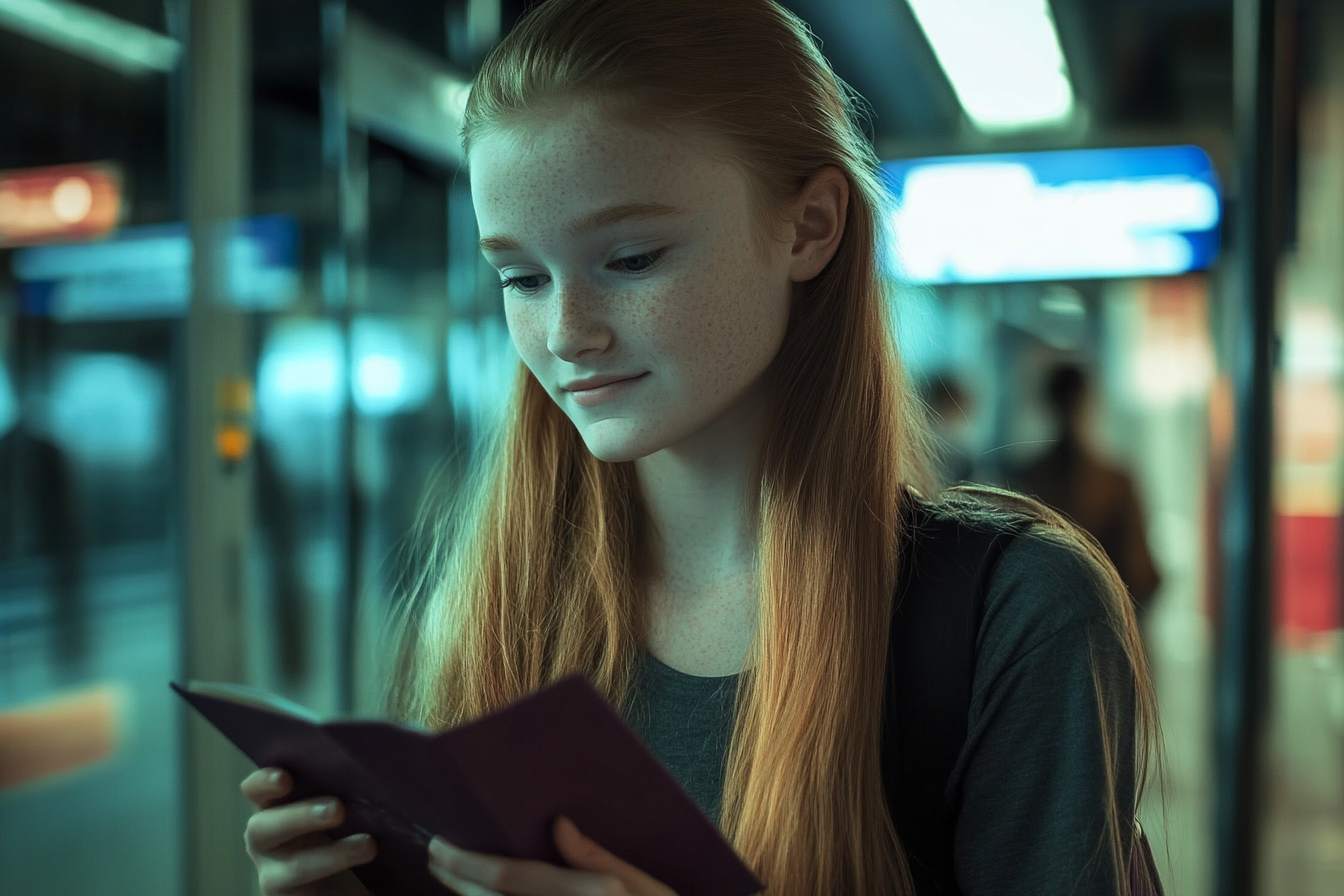 Una adolescente leyendo un mensaje | Fuente: Midjourney