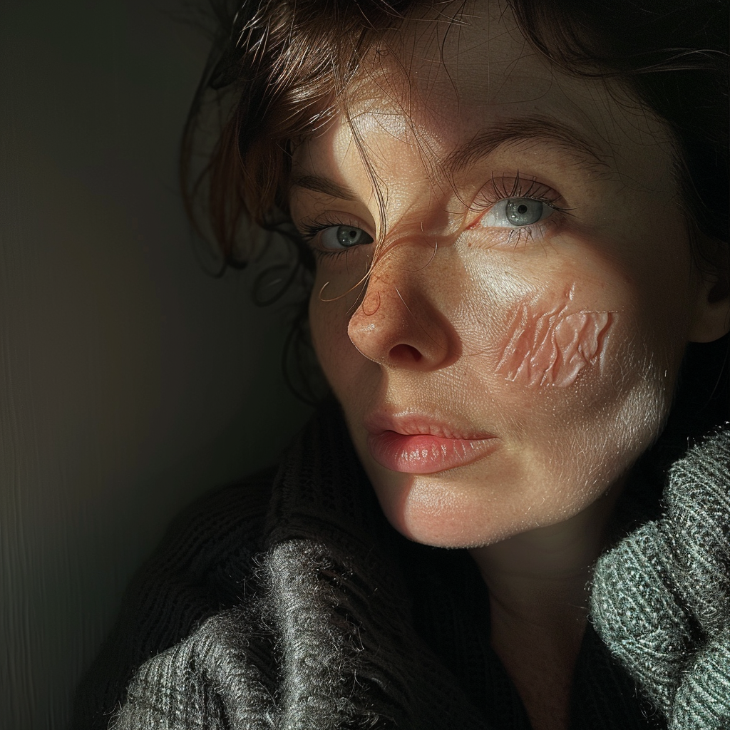 Una mujer con una cicatriz en la cara | Fuente: Midjourney