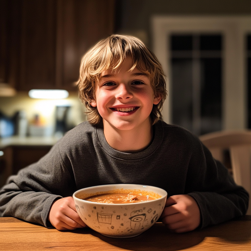 Un niño sentado en una mesa | Fuente: Midjourney