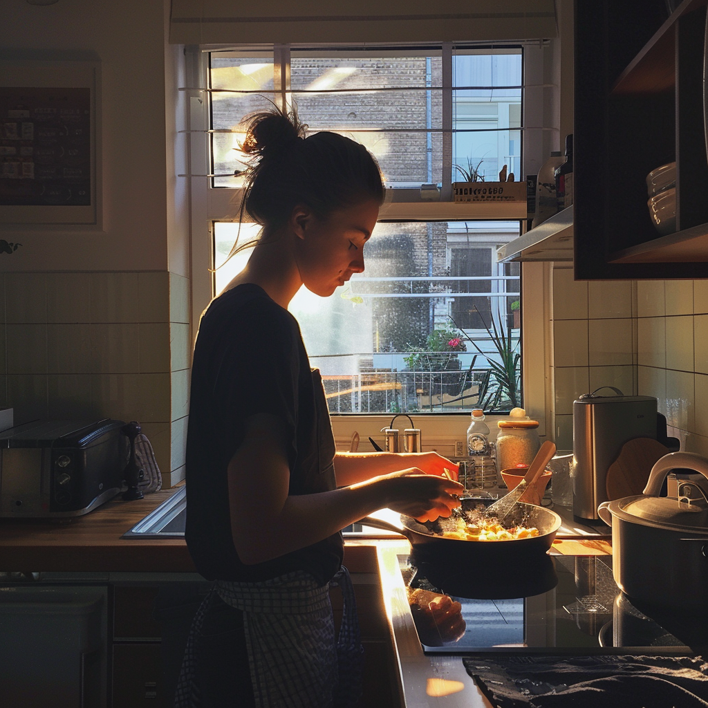 Una mujer en la cocina | Fuente: Midjourney