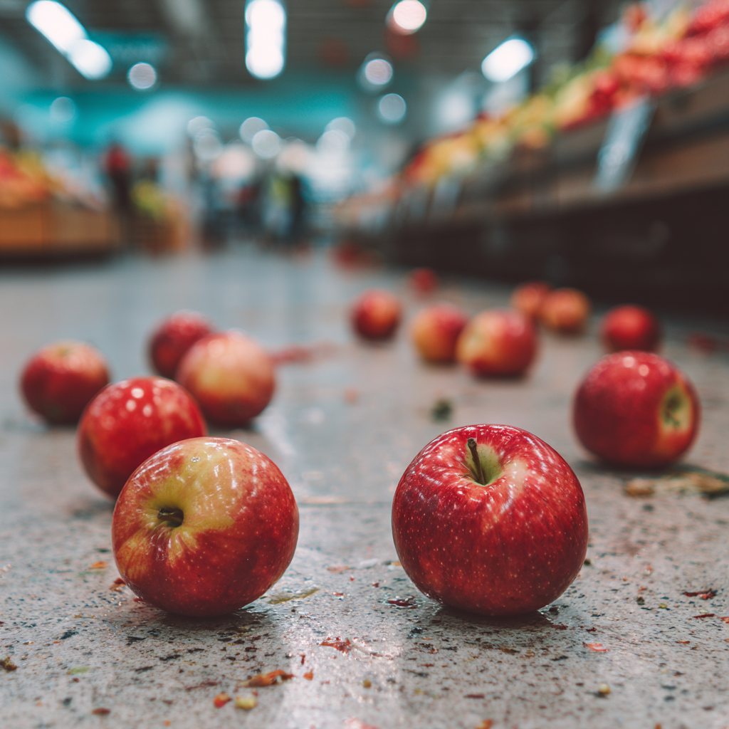 Manzanas caídas en el suelo | Fuente: Midjourney