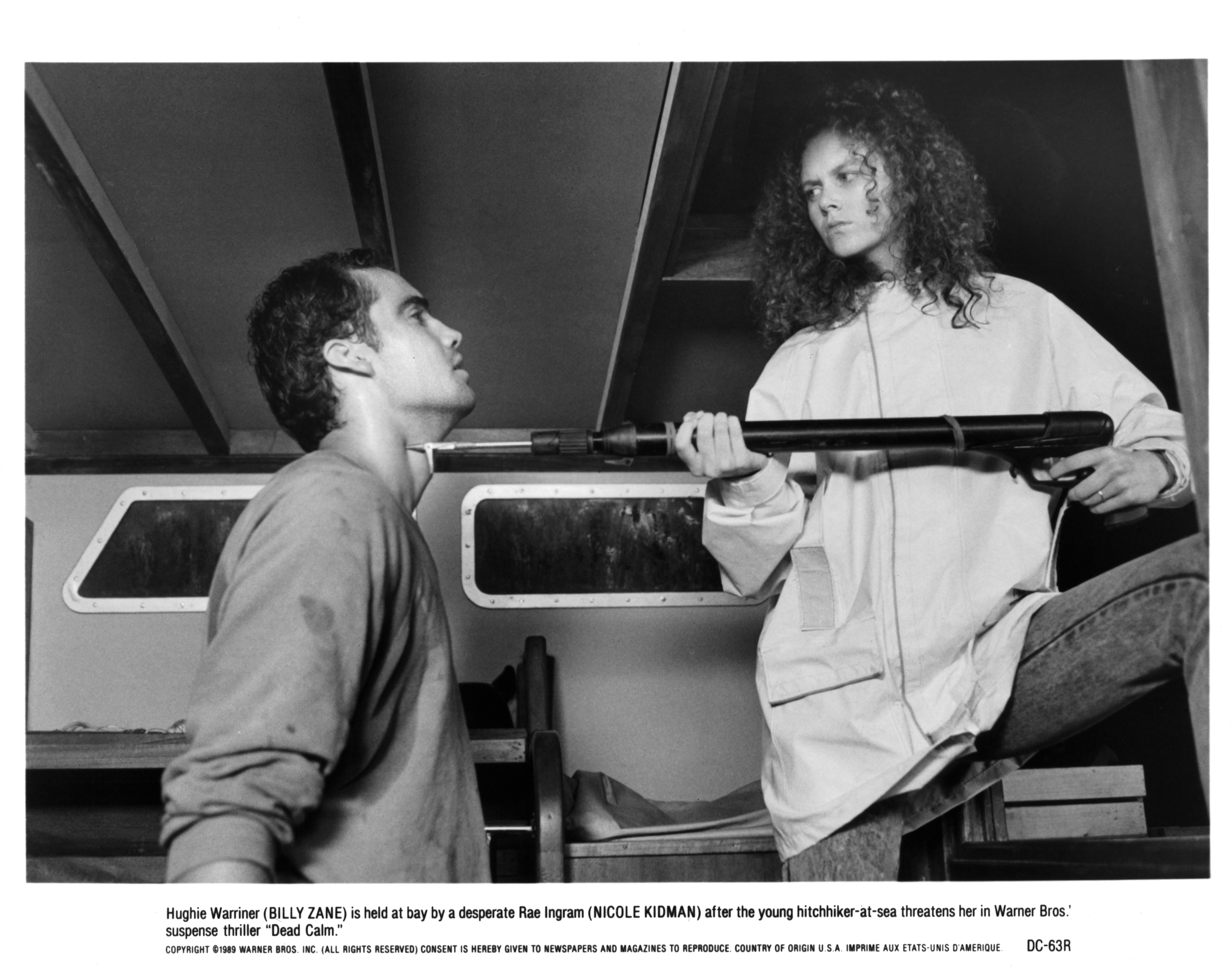 Billy Zane y Nicole Kidman en el plató de la película de Warner Bros "Dead Calm" hacia 1989. | Fuente: Getty Images