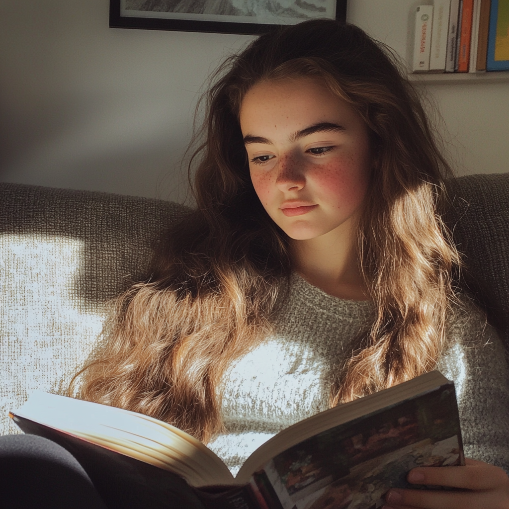 Una chica leyendo un libro | Fuente: Midjourney