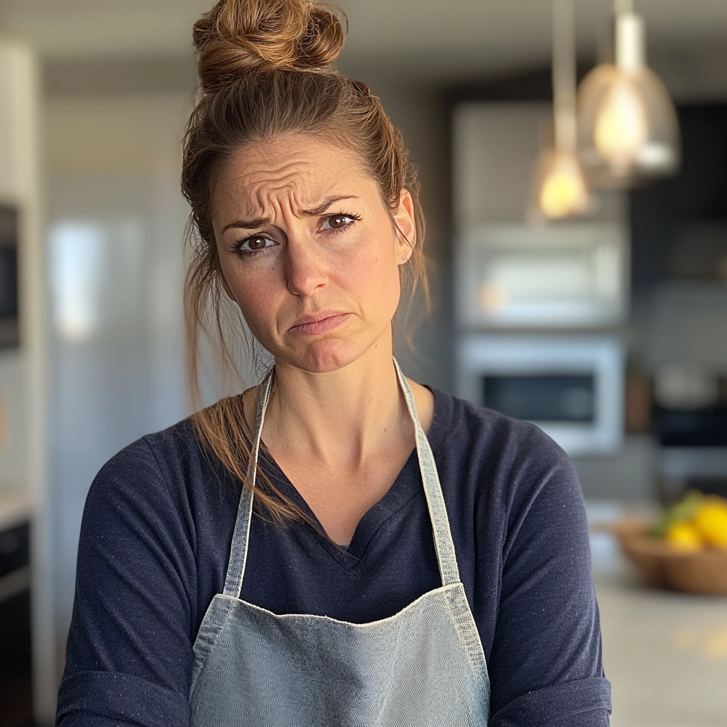 Una mujer de pie en una cocina con un delantal | Fuente: Midjourney