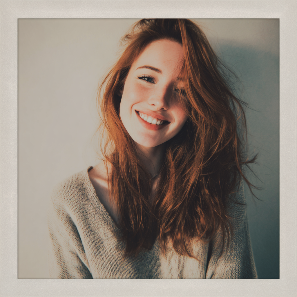 Una giovane donna sorridente | Fonte: Midjourney