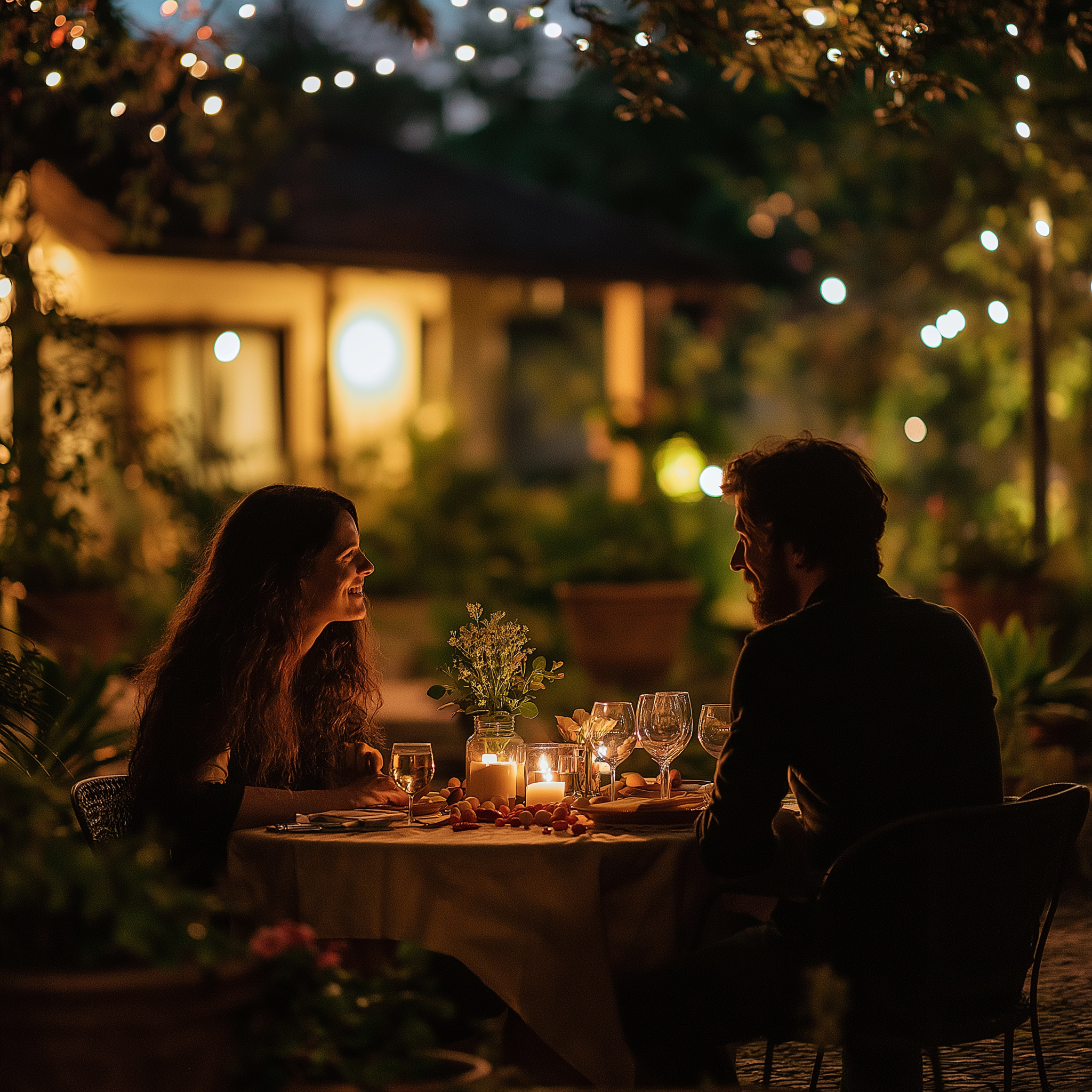 Una cena romántica preparada | Fuente: Midjourney