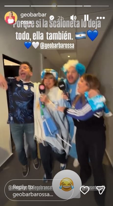 Georgina Barbarossa festejando en los pasillos del canal momentos antes de la caída | Fuente: Instagram/geobarbarossa