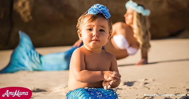 Mamá posa como sirena antes y después de dar a luz en fotos que son para morir de amor