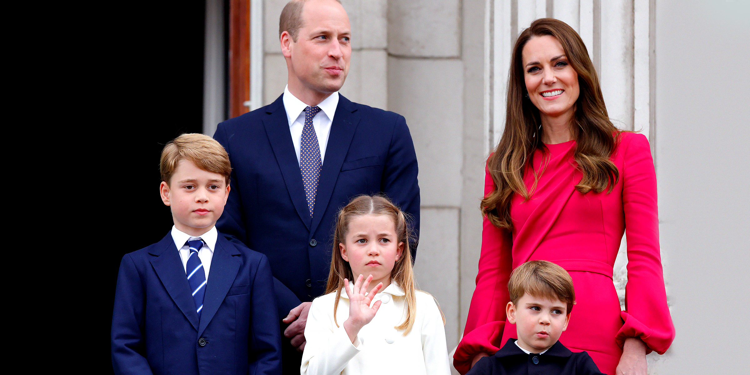 El príncipe George, el príncipe William, la princesa Charlotte, el príncipe Louis y la princesa Catherine durante el Jubileo de Platino de Elizabeth II en Londres, Inglaterra, el 5 de junio de 2022 | Fuente: Getty Images