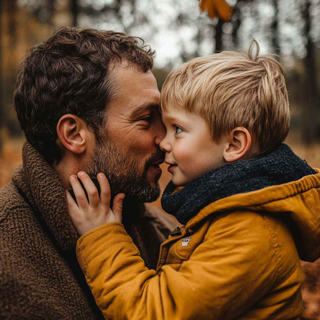 Un niño hablando con su padre | Fuente: Midjourney