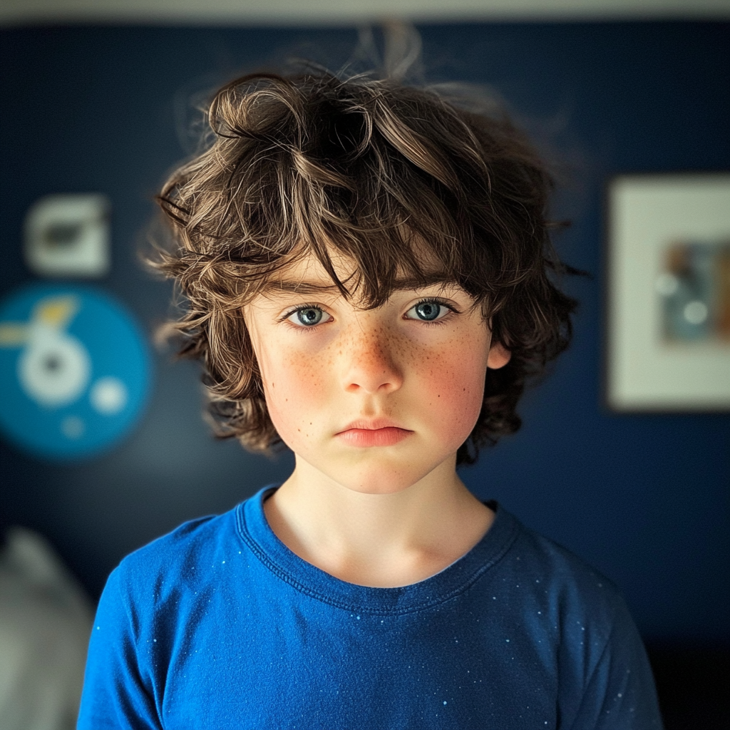 Un niño sombrío | Fuente: Midjourney