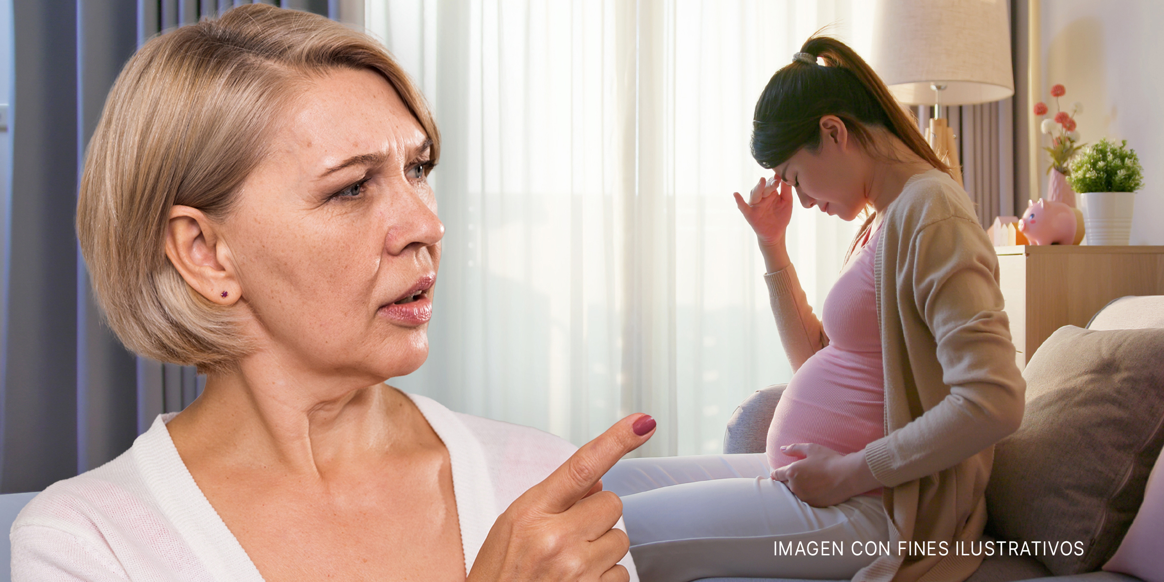 Mujer señalando a una embarazada. | Foto: Getty Images | Shutterstock