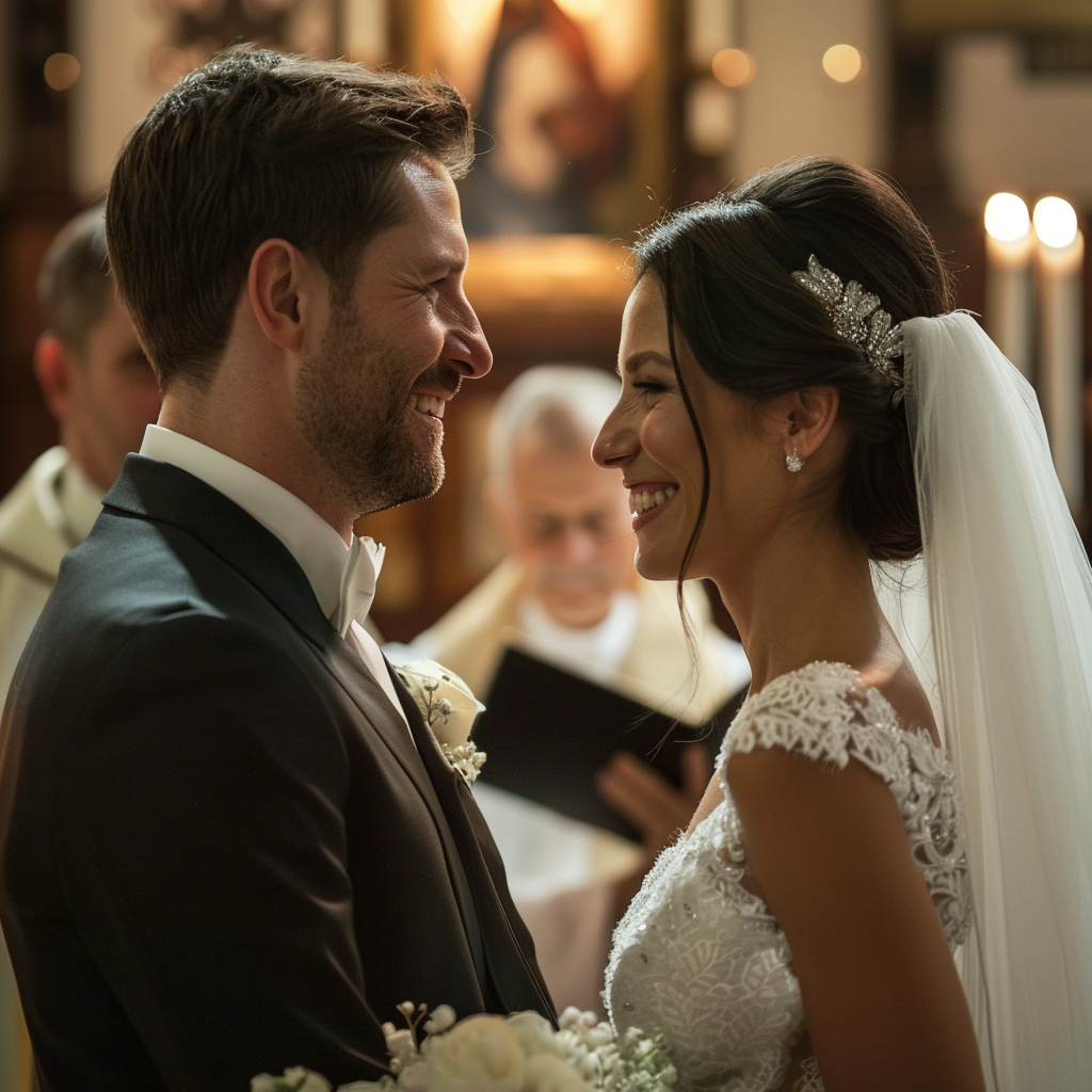 Unos novios en el altar | Fuente: Midjourney