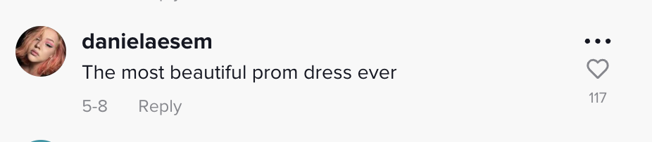 "El vestido de graduación más bonito de la historia" | Comentario de un seguidor en el post de TikTok de Jayden Shatzer compartiendo que su abuela había ahorrado para su vestido de graduación, el 24 de febrero de 2023. | Foto: TikTok/luvjaydens