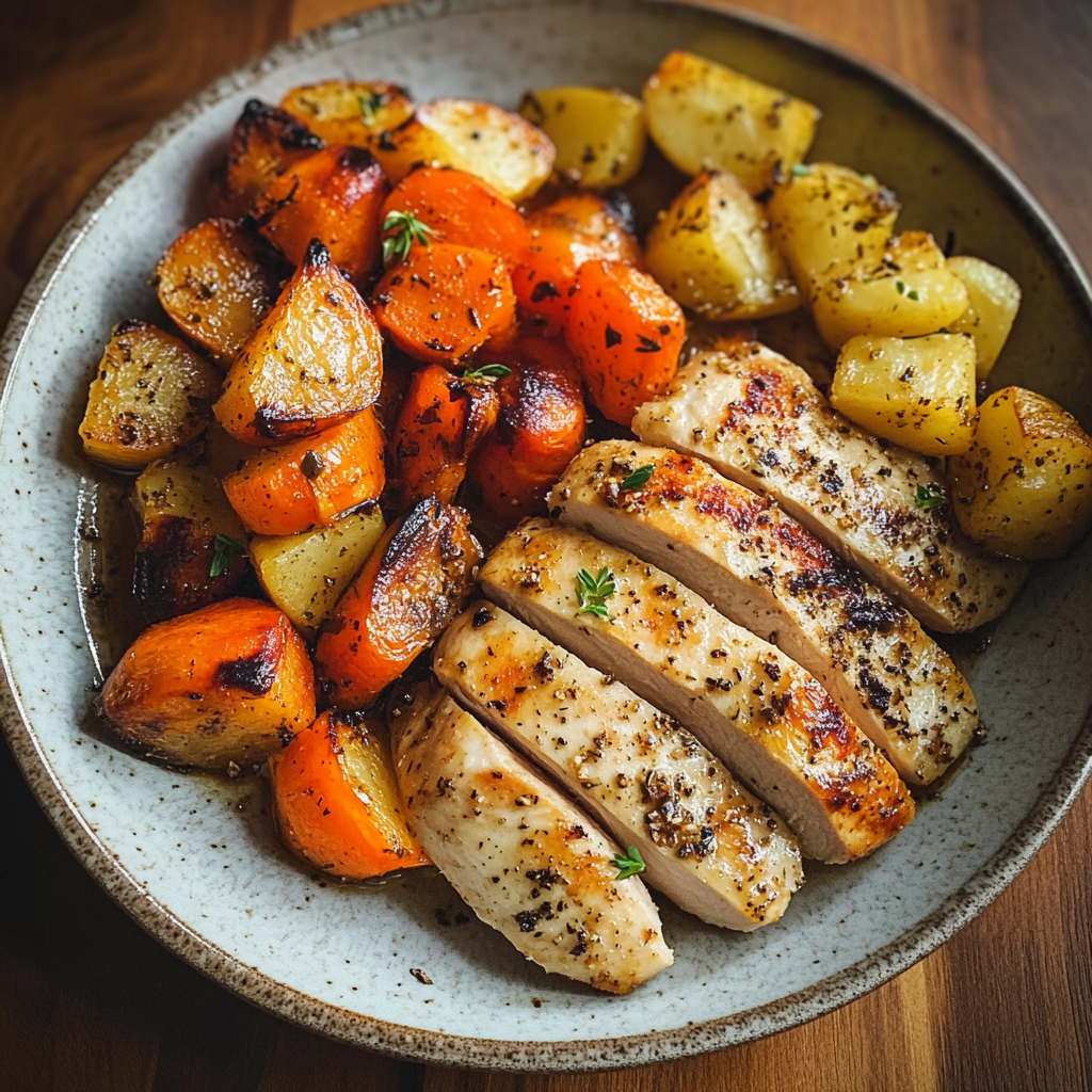 Un plato de comida sobre una mesa | Fuente: Midjourney