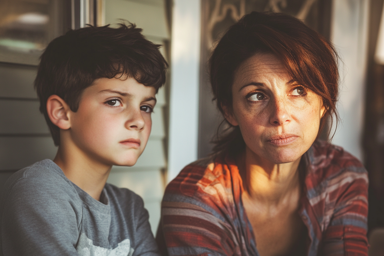 Una mujer sentada junto a un adolescente | Fuente: Midjourney