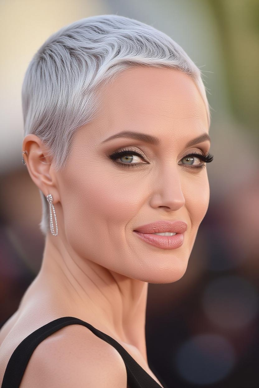 Una imagen generada por IA de Angelina Jolie con un peinado diferente | Fuente: Grok